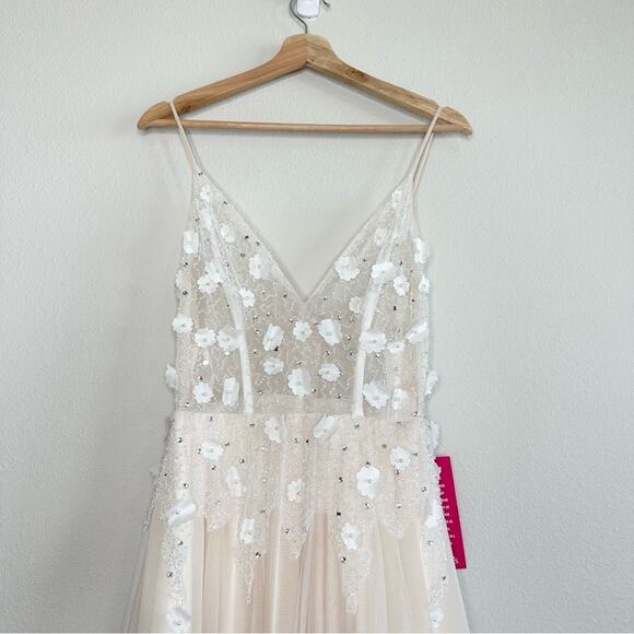 NWT Gianni Binni Floral Lace Tulle Maxi Dress Size Small (Juniors 5) Ivory - Picture 6 of 8